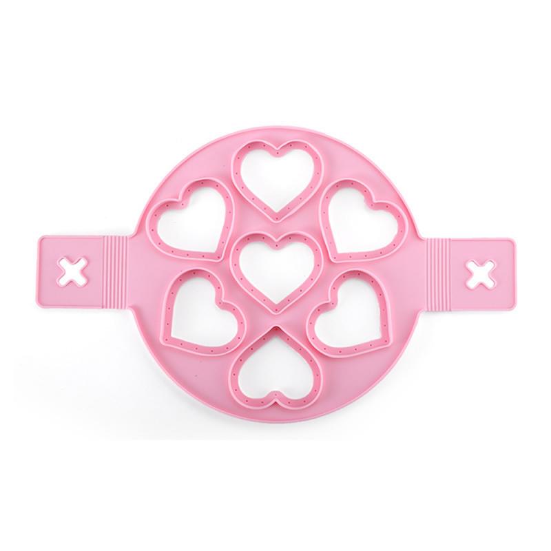 Silikon Kochen Schimmel Ei Omelette Eier Ring umdrehen Fantastisch Küche Spielereien Zubehör NonStick Pfannkuchen Hersteller Schimmel: 1PC Herz Rosa