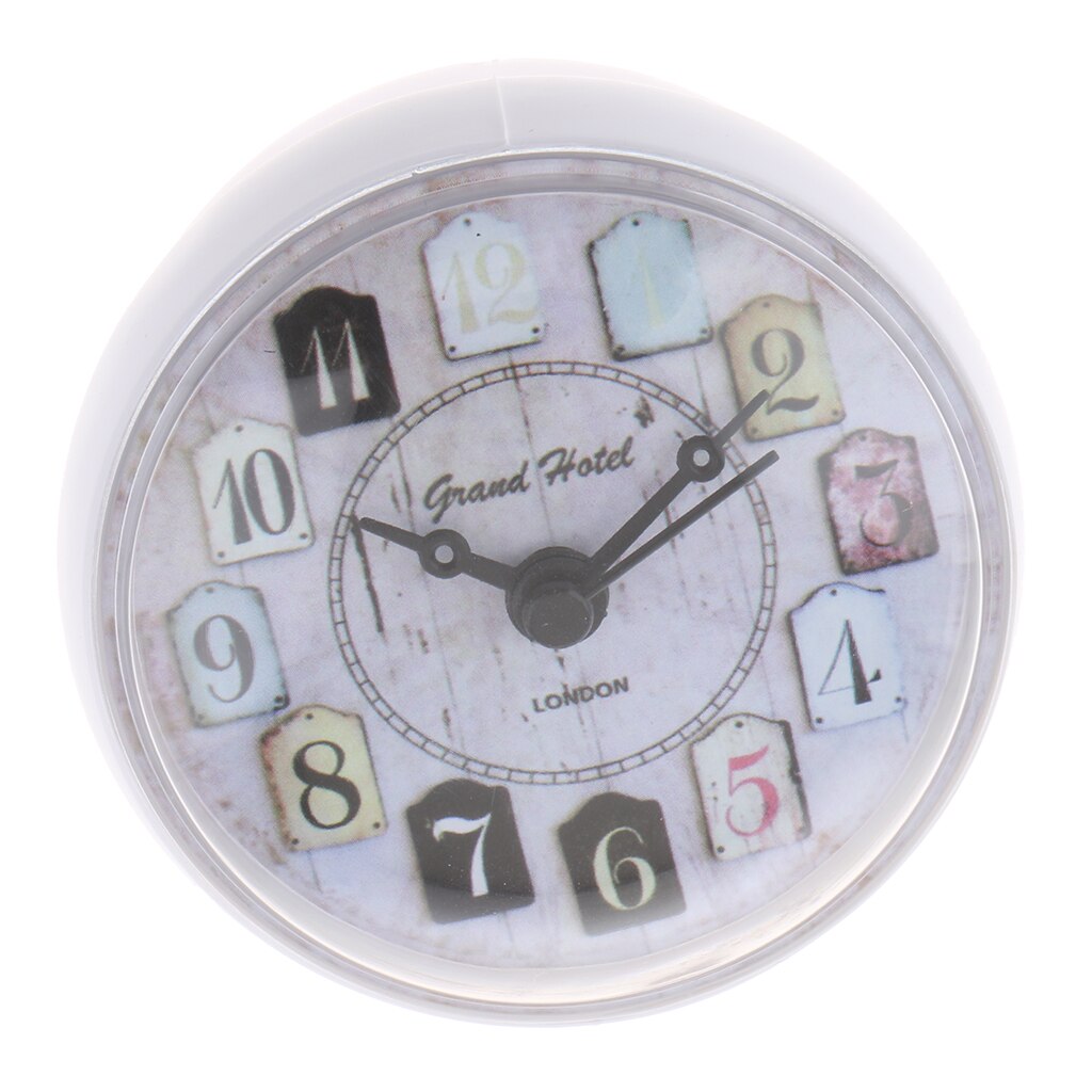 European Style Small Waterproof Round Clock for Bathroom Suction Up Mirror Window Clock, Pink/ White