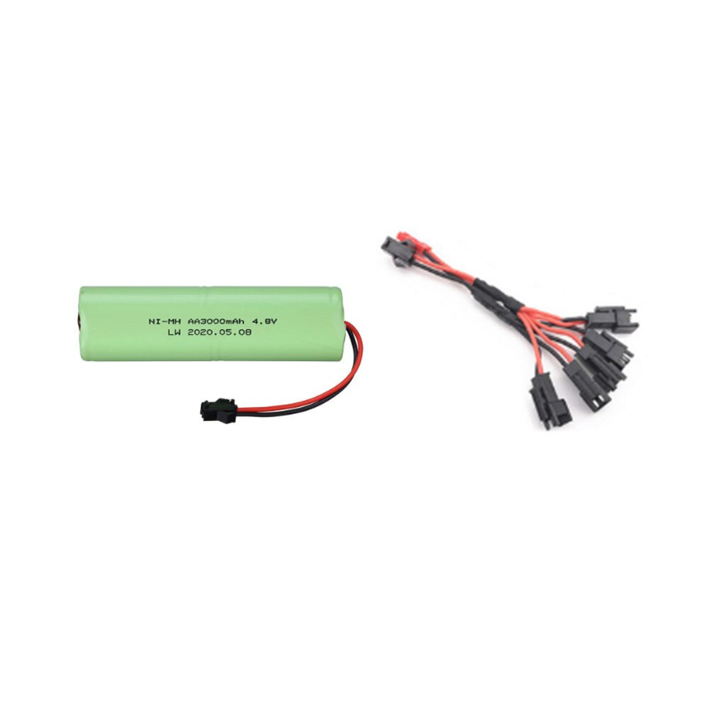 4.8v 3000 mah nimh batteri og lader for rc leker biler båter kanoner tanker ni-mh  aa 4.8v oppladbart batteripakke 1 stk  to 2 stk: Rød