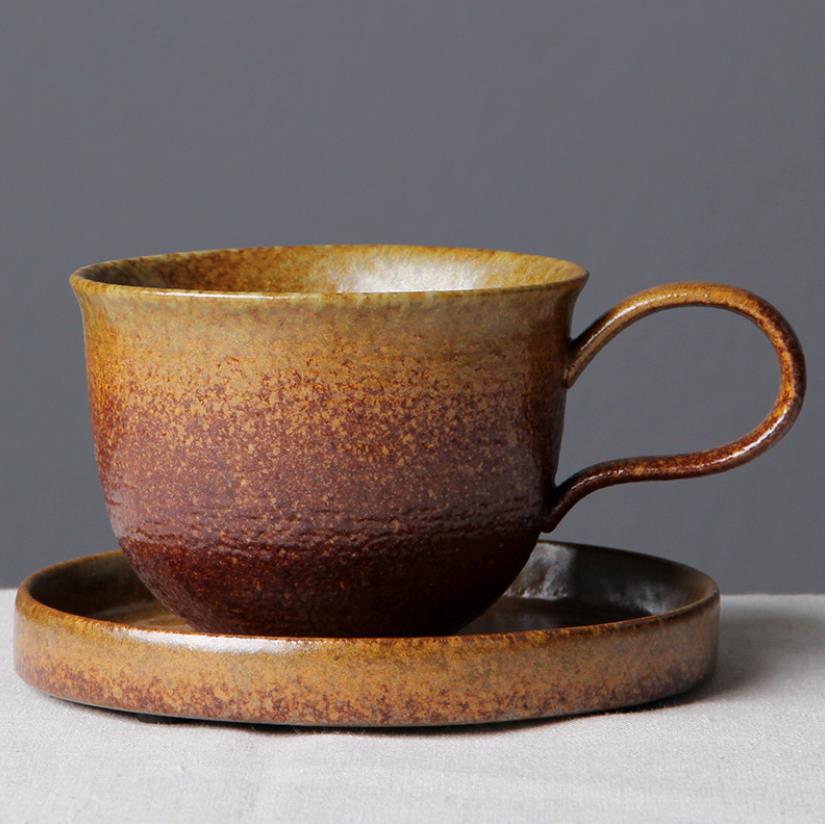 Japansk stil grov keramik retro kontor temuggar vintage handgjorda vattenkopp kaffe mjölk drinkware: Ställ in 2 - röda