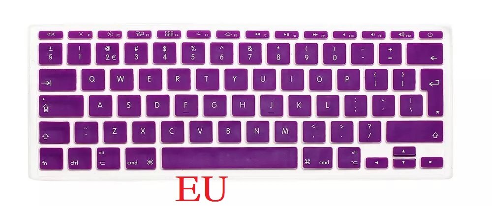 EU US Soft Silicon Keyboard Skin for Macbook Air 11 Keyboard Cover A1465 A1370 Keyboard Skin Film Protector: EU-Purple