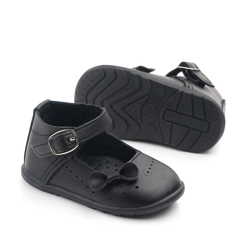 Baby Meisjes Pu Lederen Schoenen Baby Schoenen Baby Meisjes Peuter Schoenen Prinses Schoen Pasgeboren Baby Antislip zachte Zool Schoen: Black / 12cm (4.72 in)