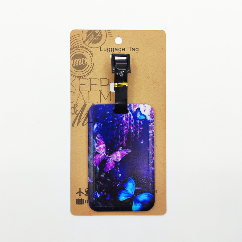 Etiqueta de equipaje de mariposa para mujer, etiqueta de equipaje de viaje para niñas, soporte de dirección de identificación, equipaje de embarque, billete de maleta portátil: Rojo