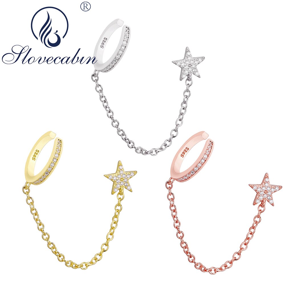 Slovecabin Echte 100% 925 Sterling Silver Star Crystal Ketting Oor Manchet Oorbellen Voor Vrouwen Bruiloft Fijne Sieraden Maken