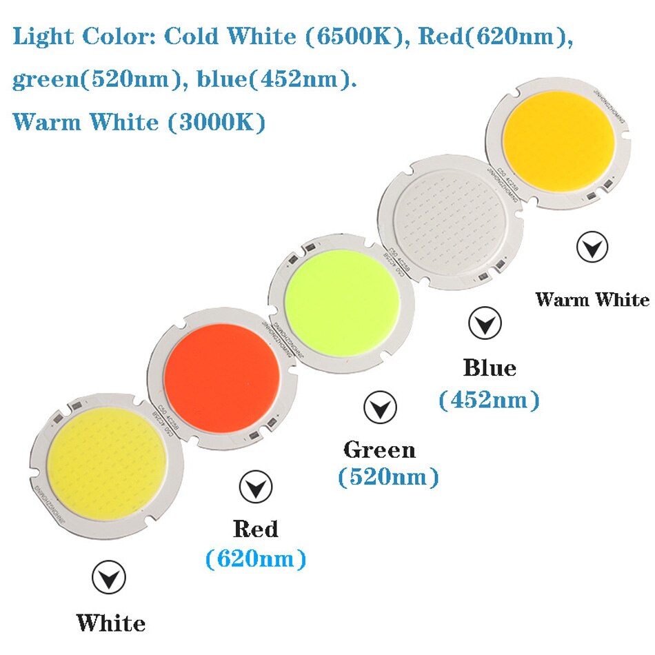 50 Mm Ronde 12V Rgb Led Cob Licht Chip On Board 50W DC12V Lamp Led Rood Grenn blauw Wit Voor Decor Verlichting