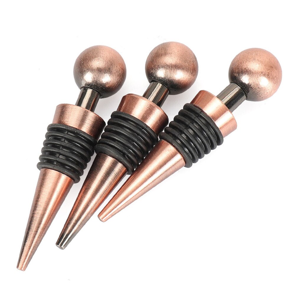 Stainless Steel Bottle Stopper Silicone Metal Champagne Stopper Reusable Preserver for Home Wedding Bronze