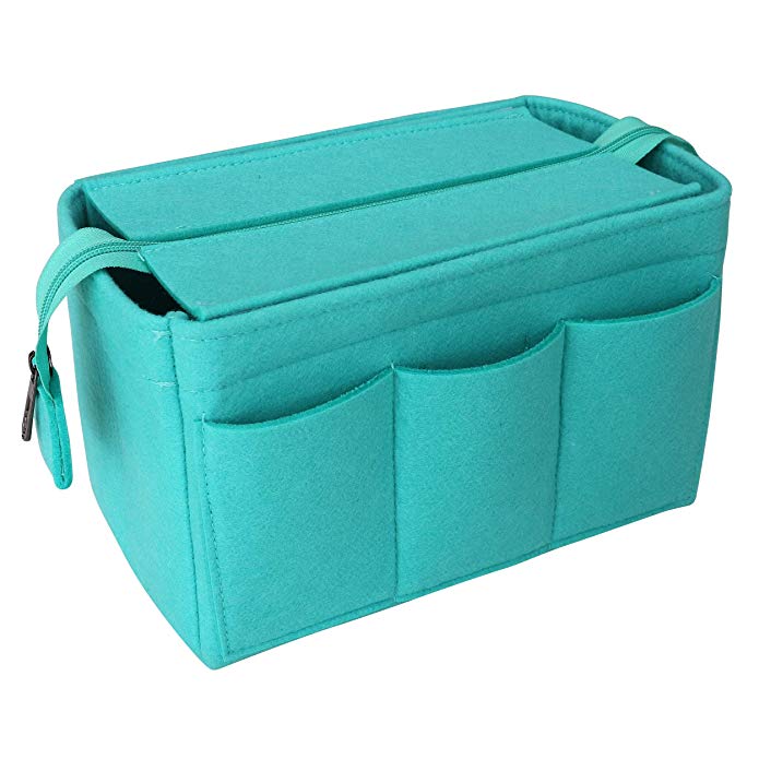 Cosmetic Organizer Felt Insert Bag For Handbag Travel Inner Purse Portable Make up Bags Fits Neverfull MM GM PM Speedy: Light Green / 34x20x14.5cm