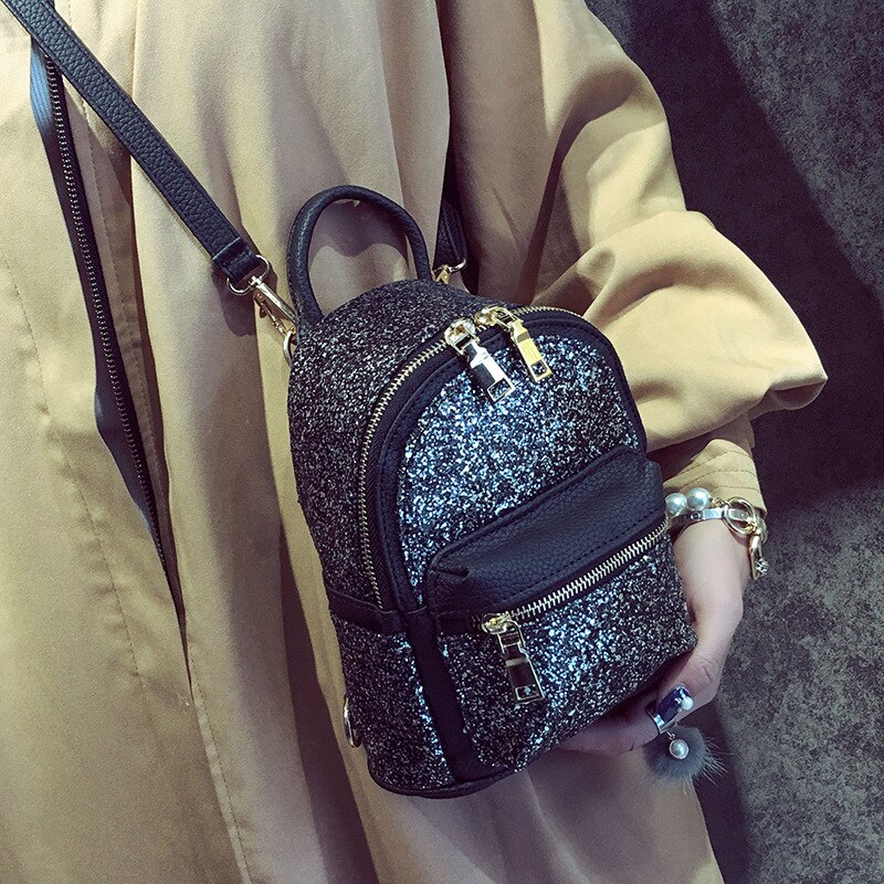 Vrouwen Mini Rugzak Pu Leer Pailletten Rugzak Kinderen Meisjes Schoudertas Vrouwelijke Kleine Tote Rugzak Bling