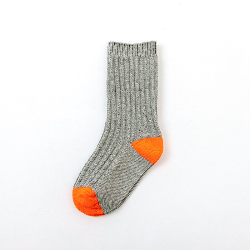 1 Pair Korean Style Mid Tube Socks for Children Four Seasons Solid Color Soft Cotton Boys Girls Casual Socks College Sports Sock: Gray / S(1-3 Years Old)