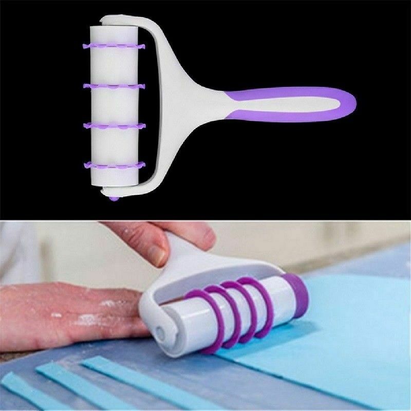 Brand Fondant Strip Ribbon Cutter Sugarcraft Cake Rolling Pin Embosser Rolled Set Cake Decorating Tool Rubber Handle
