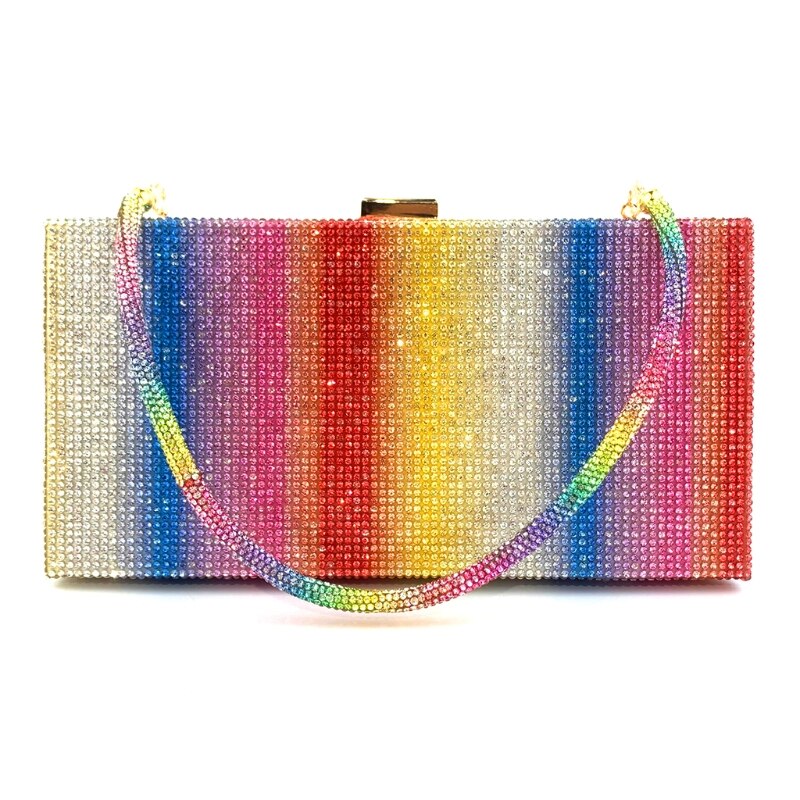 Rainbow diamond bröllop clutch väska fest kväll clutch handväska och handväska för kvinnor lyx crossbody väska: 2