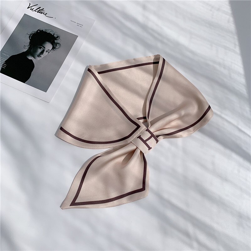 8 Kleuren Selecteren Vrouwen Effen Kleur Haar Sjaal Mode Haar Banden Gestreepte Sjaals Lady Decoratie Zijde Hoofddeksels Banden: Solid Color-Champa