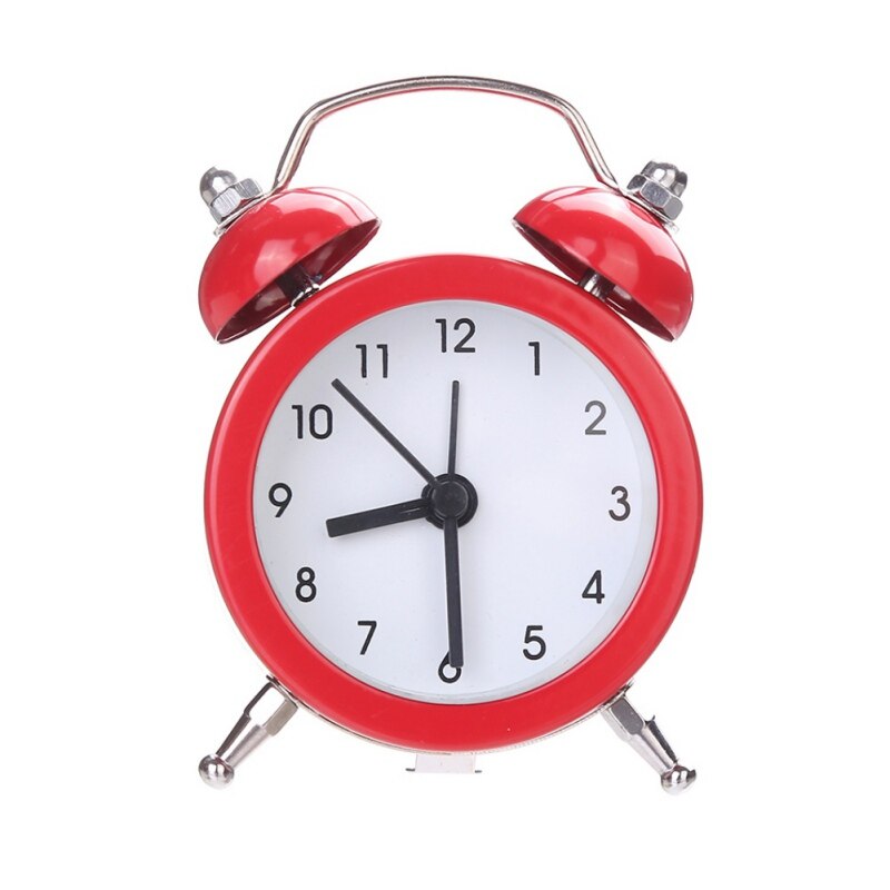Small Bed Alarm Clock Twin Bell Silent Alloy Stainless Metal Alarm Clock Digitale Klok Cute Mini Metal Alarm Clock: As the picture show2