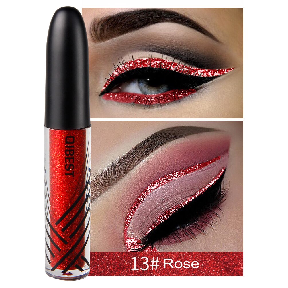13 farver vandtæt flydende eyeliner glitter langtidsholdbar makeup eyeliner guld rød blå hvid eyeliner skinnende eyeliner: 13