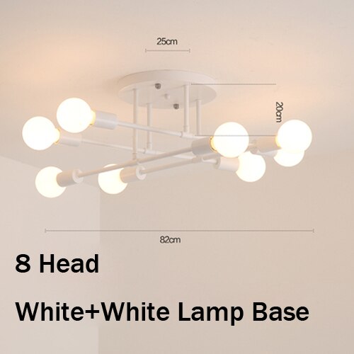 Loftslamper vintage multipel  e27 lampe fod sort/hvid/guld til stue / spisestue / soveværelse led loftslampe: 8 hoved hvid