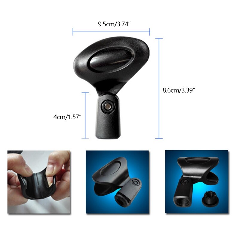 Break Resistant Mic Clip Microphone Holder for Handheld Wired/Wireless Mics