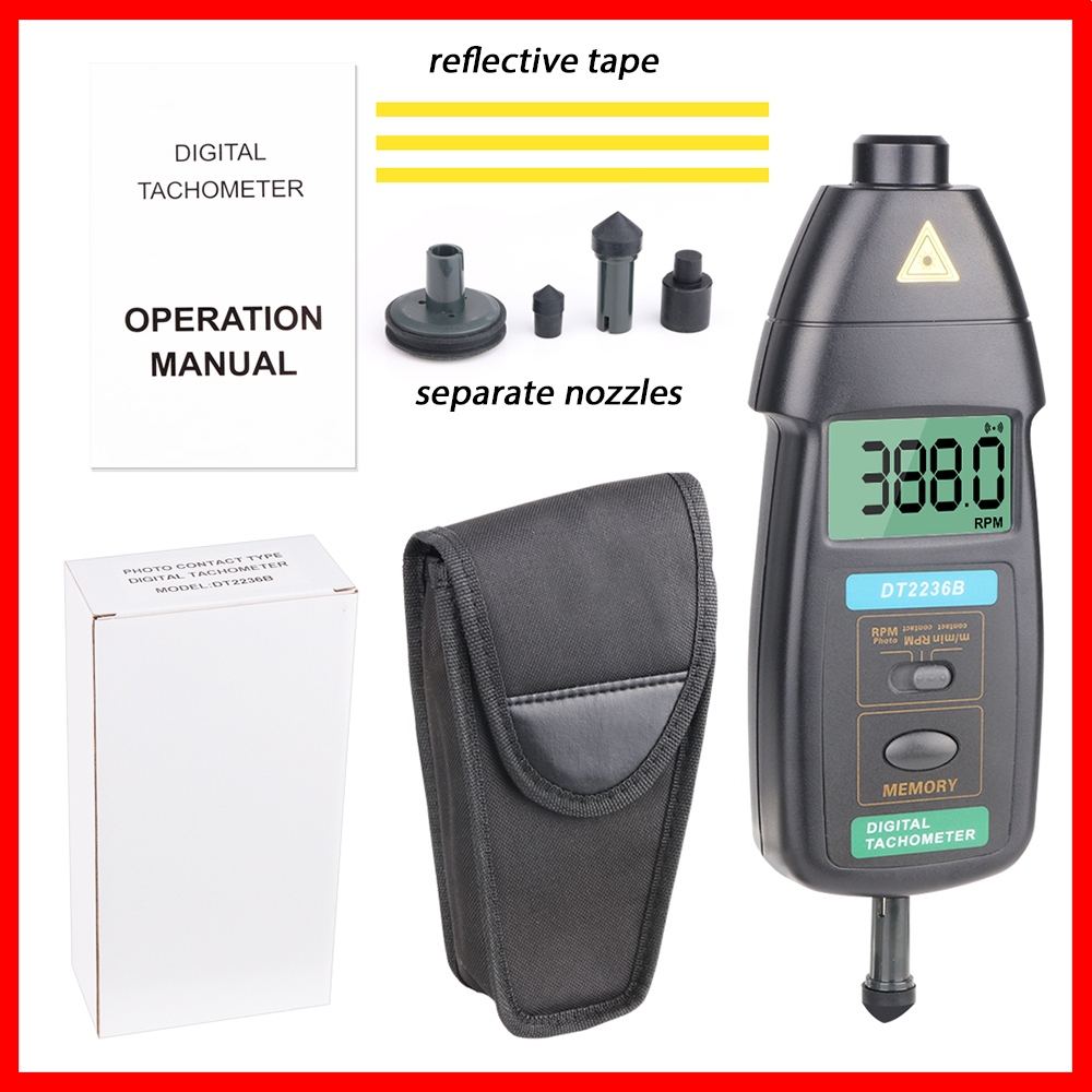 Portabel Handheld LCD display Tachometer surface speed sensor flute vails to measure speed and length of wire RZ DT2236B