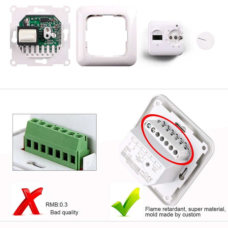 DIDIHOU 220V 16A Thermostat de salle de chauffage par le sol mécanique régulateur de température de chauffage par le sol