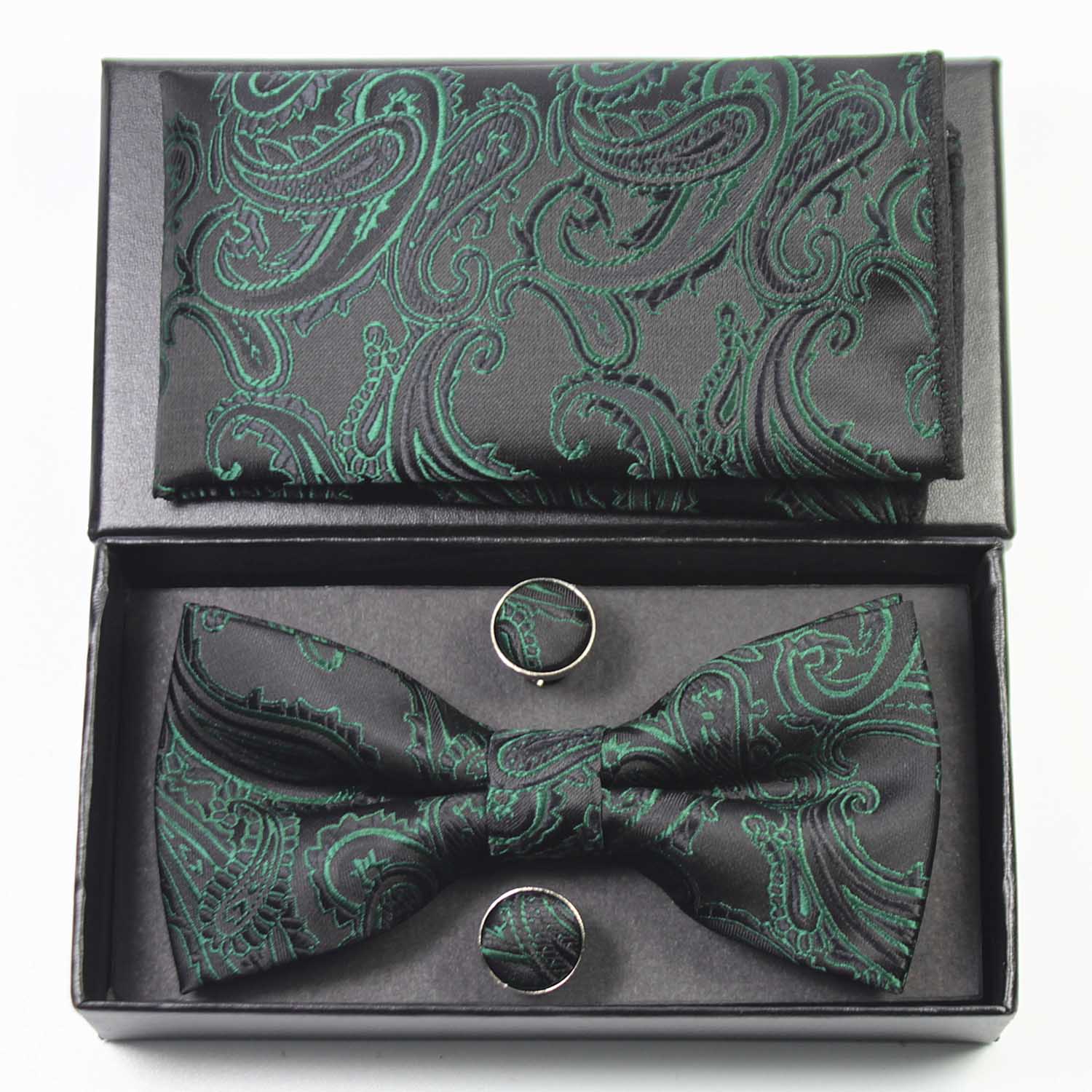 Jemygins originale menns bowtie lomme firkanter mansjettknapp sett paisley blomster vin rød sløyfe hanky sett til bryllupsfest: 5