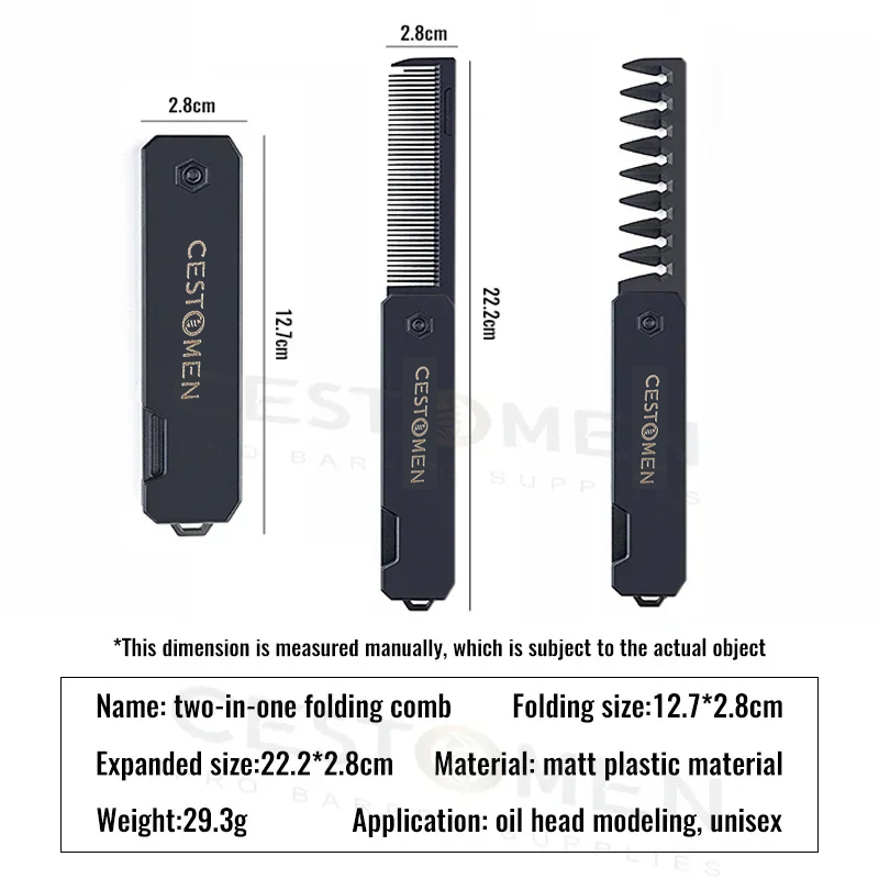 1/2/3 in 1 Pocket Folding Combs Plastic Wide Tooth Oil Head Comb Beard Combing Barber Clipper Comb Salon Hair Styling Tools