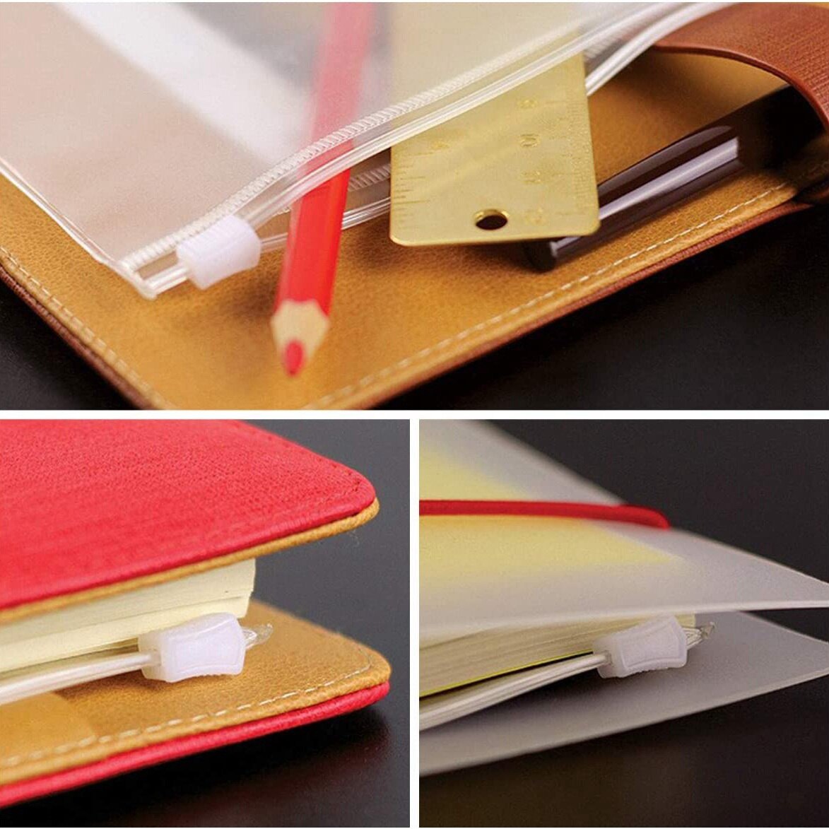12 Pcs A5 Binder Pockets Binder Zipper Folders for 6-Ring Notebook Binder Loose Leaf Insert Bags Waterproof Pouch