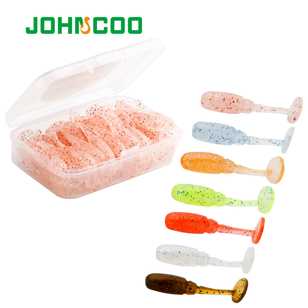 Johncoo 40 stk ajing fiskeri lokke 35mm 0.68g stenfisk ocean rock agn nål hale blød lokke kunstig agn