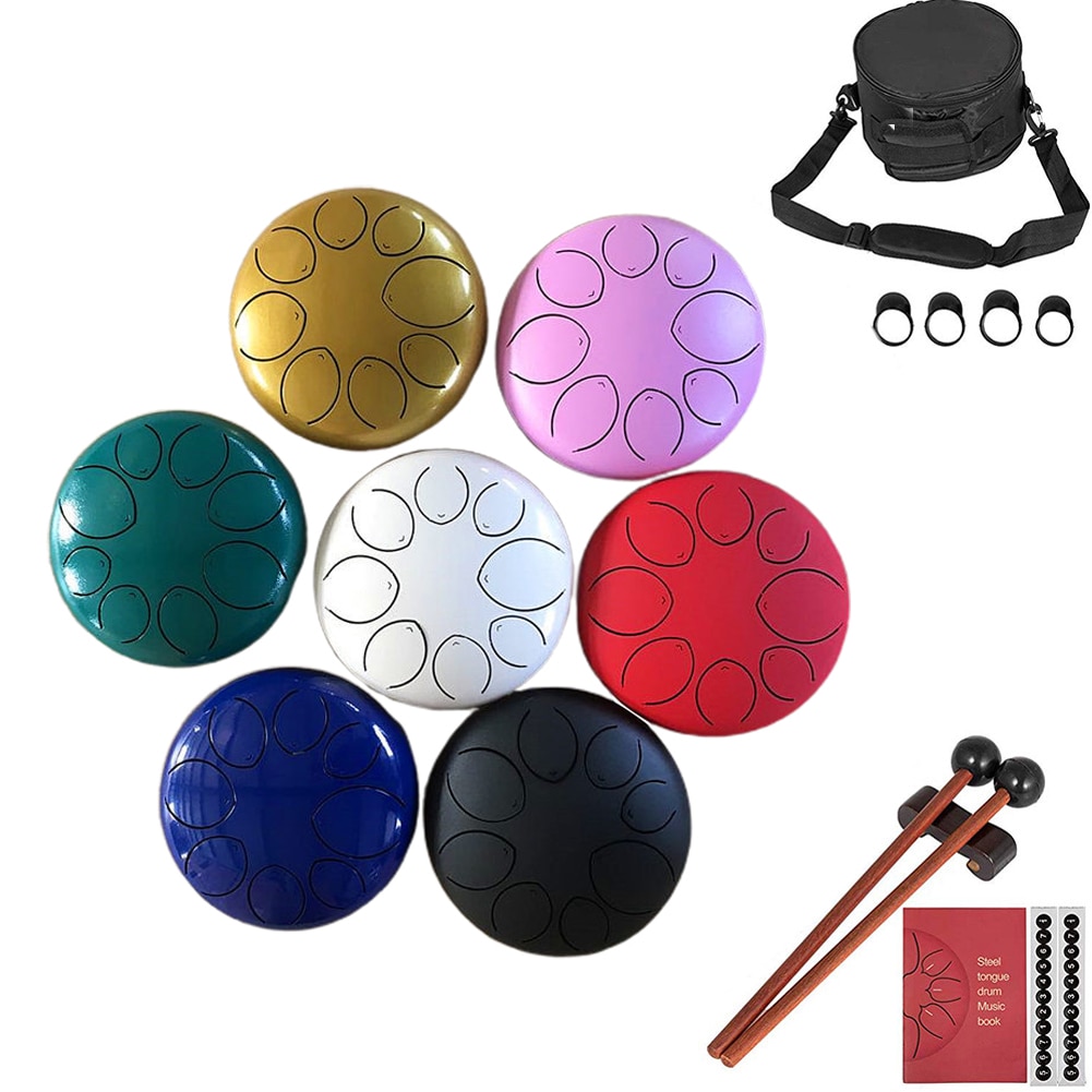 8 Inch 8 Notes Staal Tong Drum Musical Percussie Instrumenten Hand Pan Drum Drumsticks Handpan Yoga Drums Met Hamers Tas