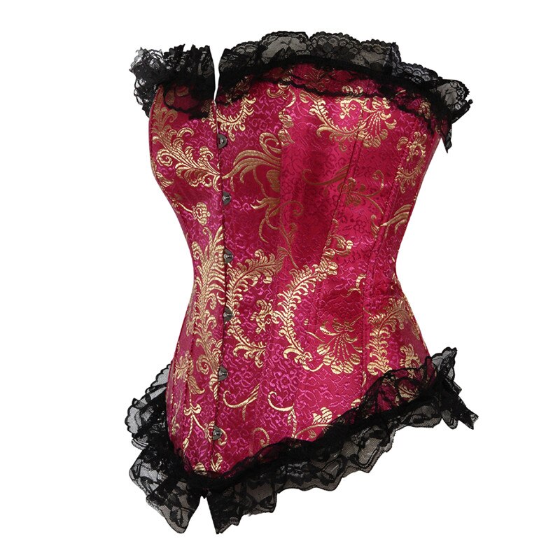 Corset dentelle rouge Caudatus avec nœud à volants pour femmes grande taille Corset taille bleu Corset et Bustier Outwear haut Vintage