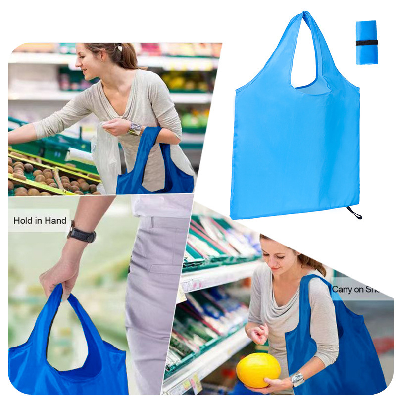 Bolsa de compras plegable ecológica grande, bolso de hombro portátil reutilizable para viajes, comestibles, bolsa de comestibles simple de color sólido