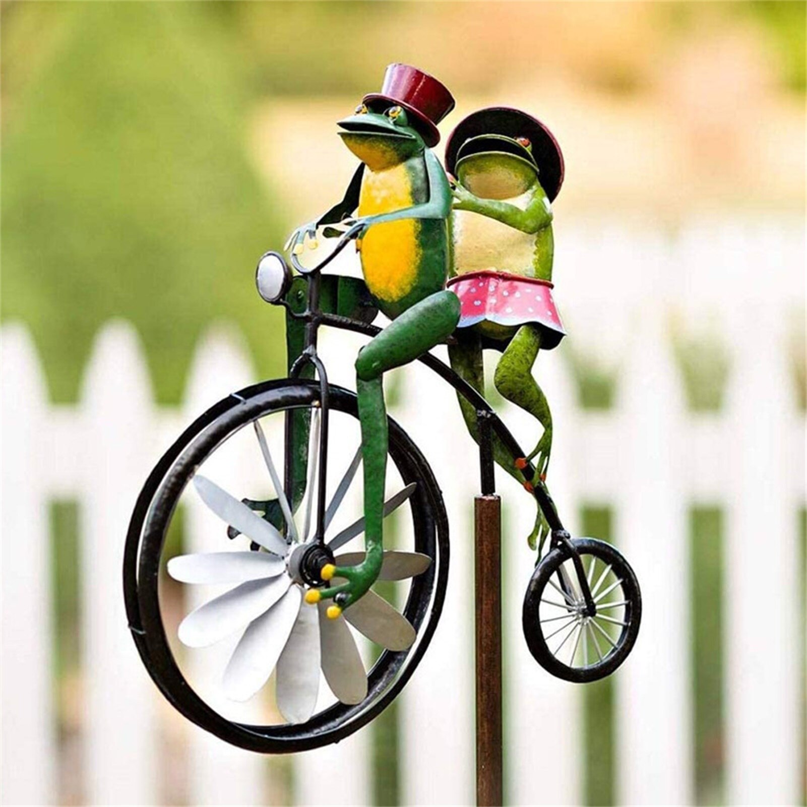 Metalen Wind Spinner Dier Bike Wind Spinner Tuin Decoratie Riding Bike Wind Spinner Tuin Decor Metalen Sculptuur