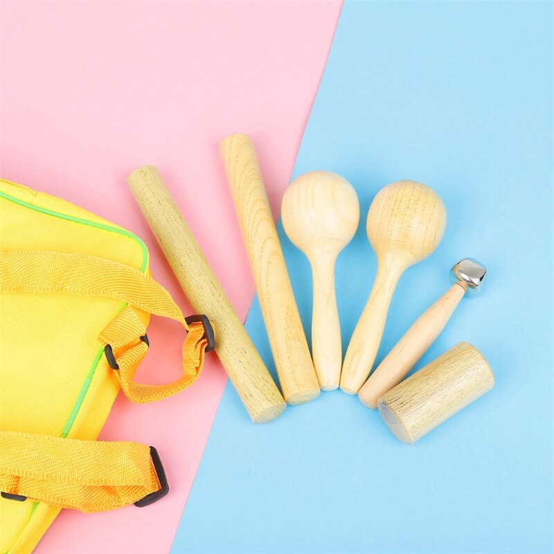 Juego de percusión para niños, instrumentos musicales educativos de madera, 4 piezas