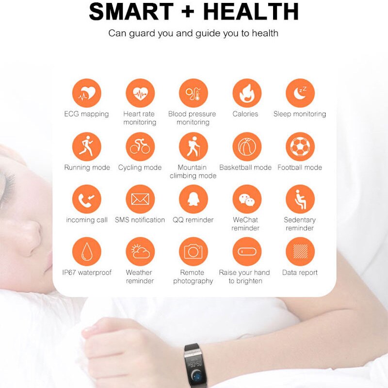 Smart band High-end Fitness Tracker ECG PPG Blood Pressure Waterproof Heart Rate Monitor Smart Weather Forecast Smart Bracelet