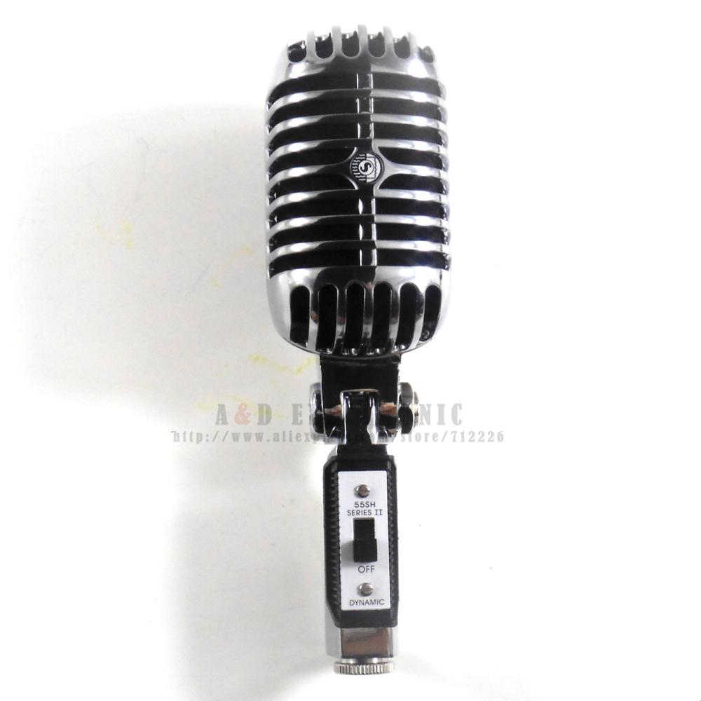 Silver Metal 55SH II Cardioid Dynamic Microphone Vocal Classical Vintage Style Karaoke Microphone for Shure 55SH Series Mi