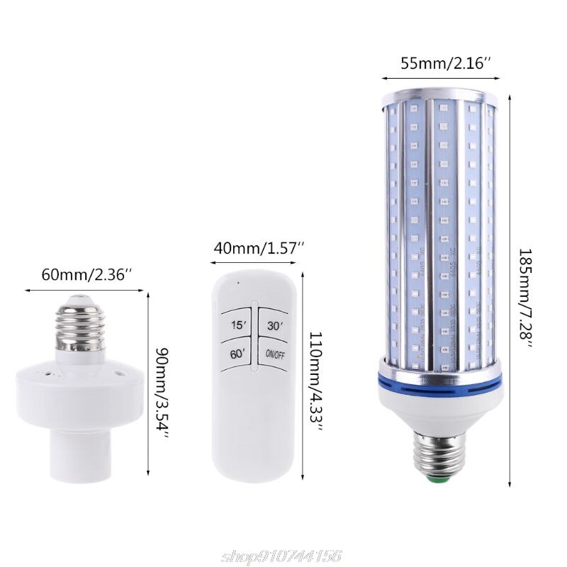 60W UV Germicidal light LED UVC Light Bulb Room E27 E26 Lamp 110V 220V 86-265V w/ Timing & Remote Control F18 21
