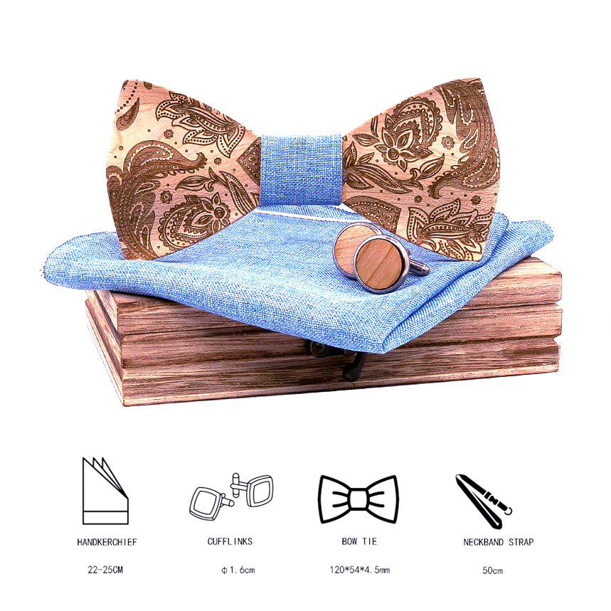 T262 3D Paisley Houten Strikjes voor Mannen Hout tie Hout Gentleman Strikjes Handgemaakte Vlinder Wedding Party voor mannen