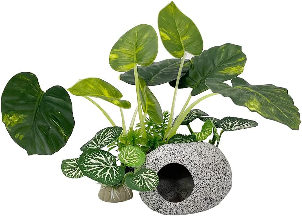 Ornamentos de aquário, plantas de simulação, decoração de paisagismo, tanque de peixes, plantas de água de plástico, flores, árvores, rochas, acessórios: MARROM