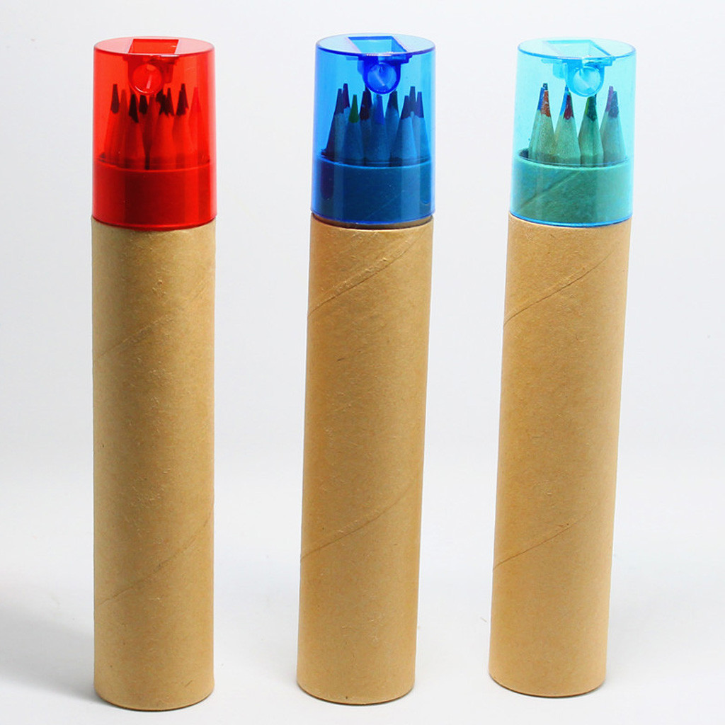 12 Color Barreled Small Pencil Fine Frawing Sketch Writing Drawing Pencil Case Mini Stationery #y3: random box