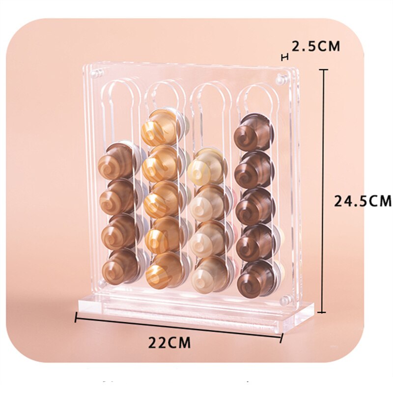 Gennemsigtig nordisk akryl nespresso kaffepuder holder display rack kaffe kapsel stativ køkken kapsel opbevaring rack: Akryl