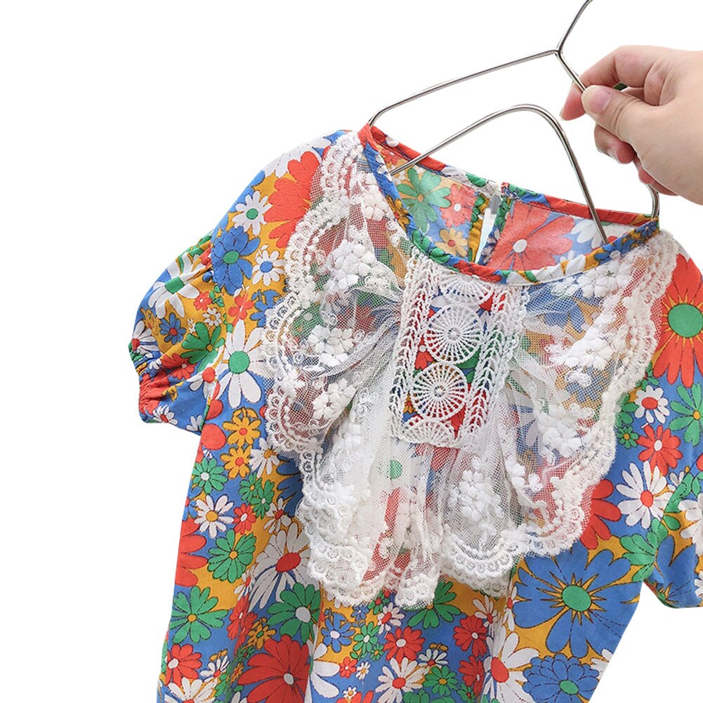 Modieuze bloemenjurk met korte mouwen voor meisjes, eendelig voor peutermeisjes