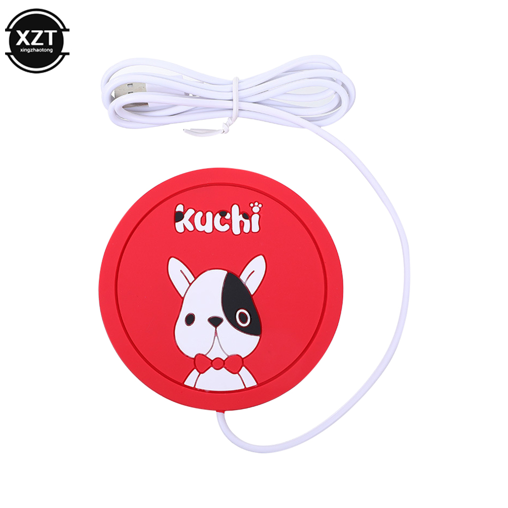 USB Power Suply Tea Coffee Cup Mug Warmer Heating Cup Mat Pad Coasters for Office Gadget Cartoon Original Wood Grain Mug Pad: Red