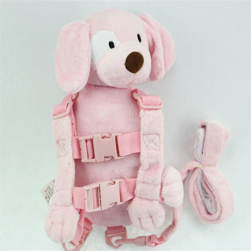 Cute 2 in 1 Harness Buddy Baby Safety Harnesses Animal Toy Backpacks Bebe Walking Reins Toddler Leashes Kid Keeper Carriers: pink dog