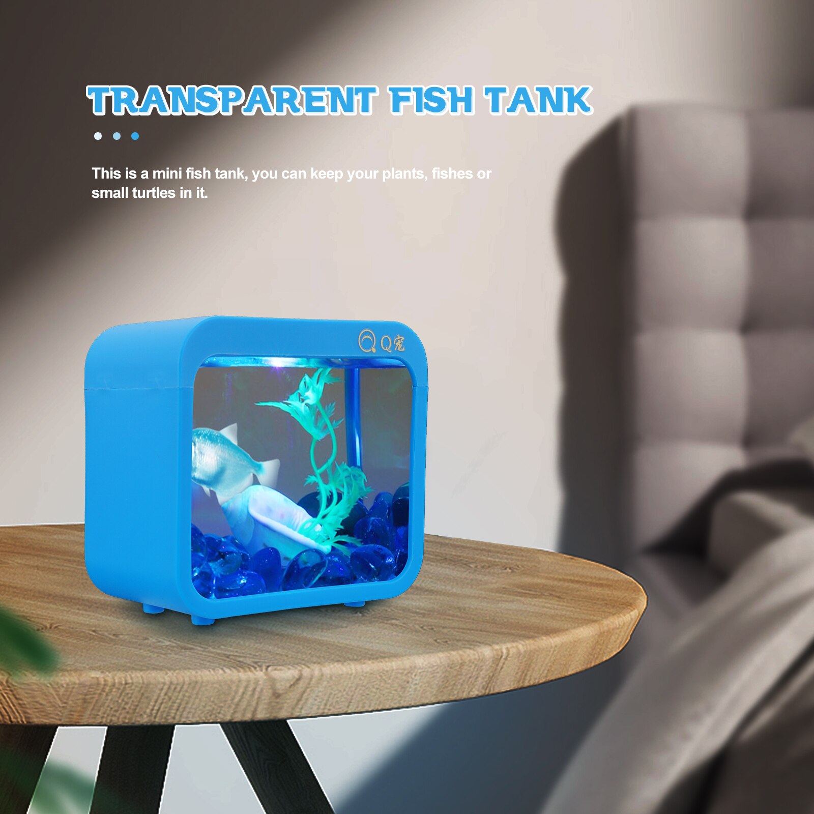 Mini Landscaping Aquarium Clear Fish Tank Fish Breeding Isolation Box Fish Battle Box with Light