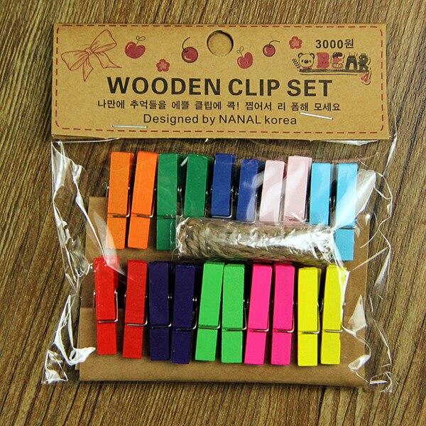 2 paquetes/lote de 20 clips bonitos de madera coloridos para material de papelería escolar y suministros de oficina y uso en el hogar