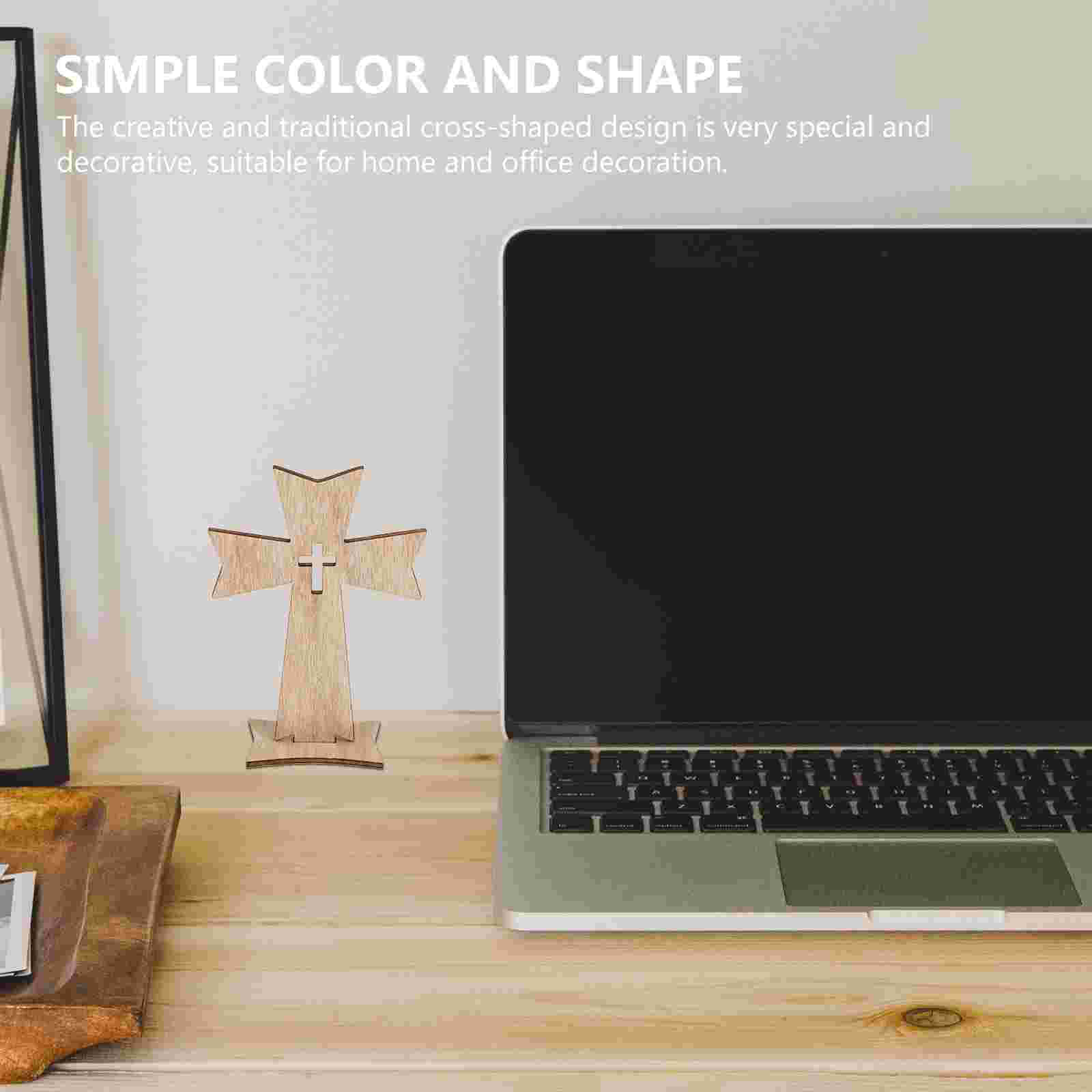 20Sets Cross Wooden Ornament Decorative Art Craft Wood Standing Cross Desk Adorn