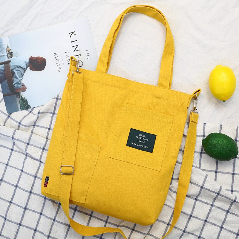 Messenger Bags for Women Brand Women Patch Letters Canvas Handbags Female Students School Casual Shoulder Bags: Yellow