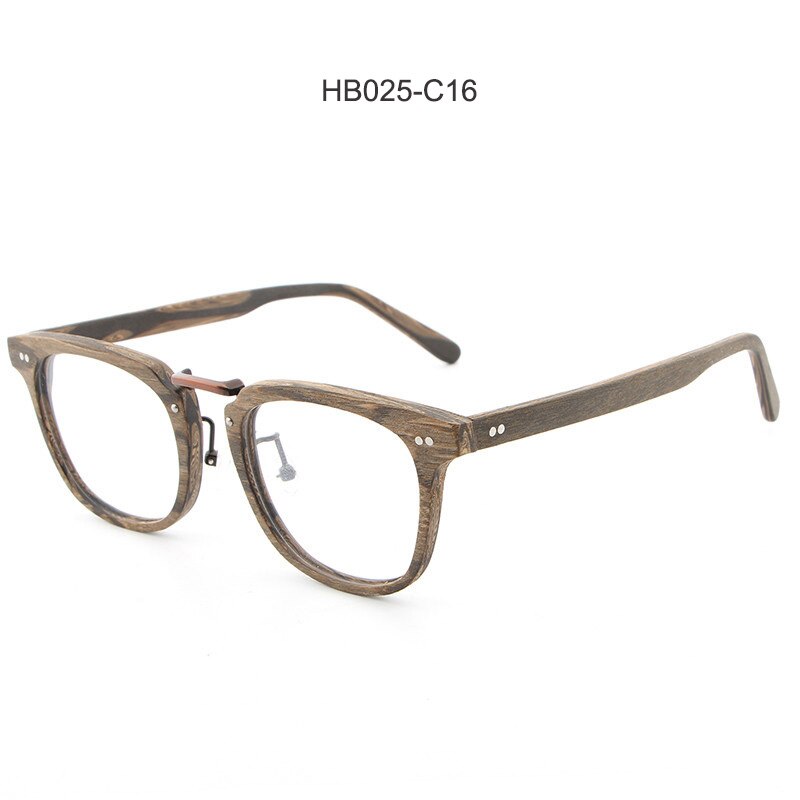 HDCRAFTER-montures de lunettes de Prescription, Grain de bois, monture optique pour myopie, avec lentille transparente, pour hommes et femmes, montures pour lunettes: HB025-C16