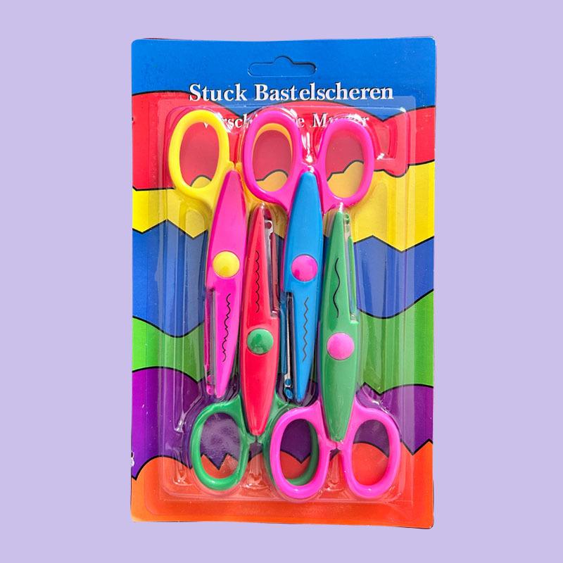 Wavy Pattern Scissors DIY Handmade Paper Cutter Craft Paper Card Photo Cutting Tools Kids Office Supplies: Red
