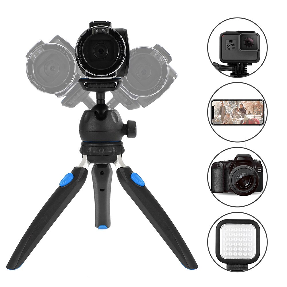 Andoer H20 Mini Tabletop Tripod Portable Foldable Phone Camera Tripod Stand with Removable Ball Head with 1/4 Inch Screw