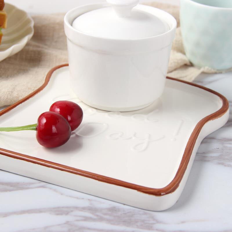 Ceramic Toast Plate Tray Breakfast Plates Assiette Toast Bread Plate Salad Plate Fruit Snack Tray Tableware Photo Props Тарелки