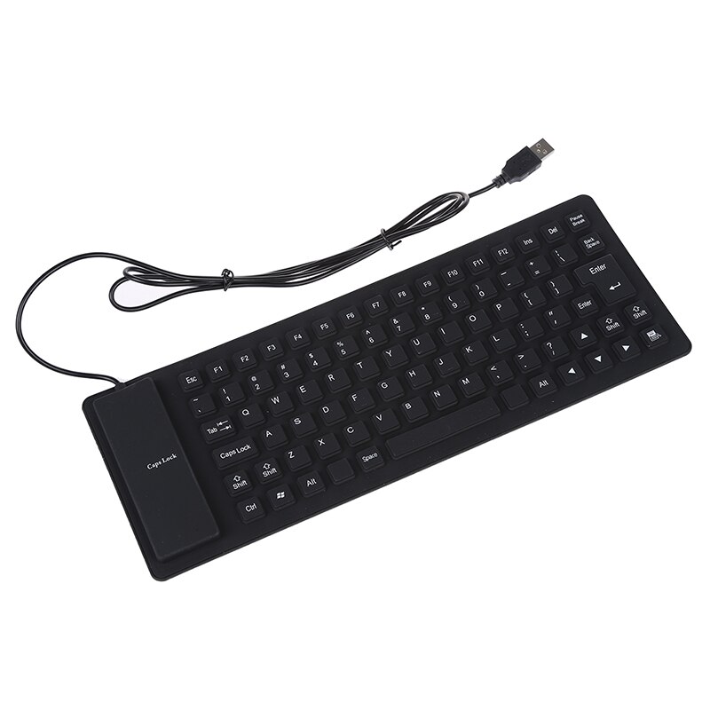 Flexible Foldable USB Keyboard Washable Black strong and silent keyboard